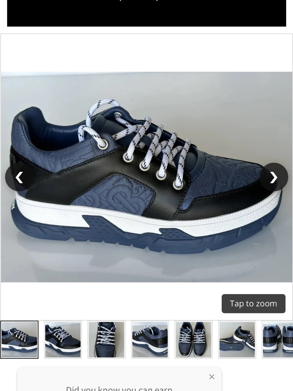 Burberry Navy and Black Quilted Low-Top Sneakers